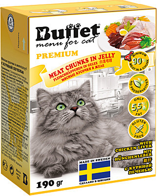 Buffet кусочки в желе для кошек с куриной печенью