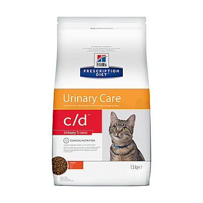 Корм Hill's Prescription Diet c/d Multicare Urinary Stress сухой диетический, для кошек при профилактике цистита и мочекаменной болезни (МКБ), в том числе вызванной стрессом, с курицей 1,5кг
