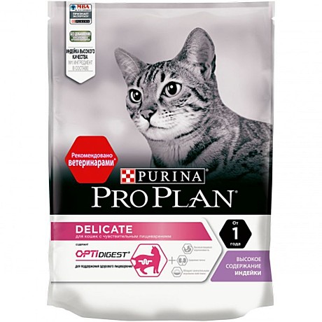 Сухой корм Pro Plan Delicate OptiDigest для кошек с чувствительным пищеварением 400гр
