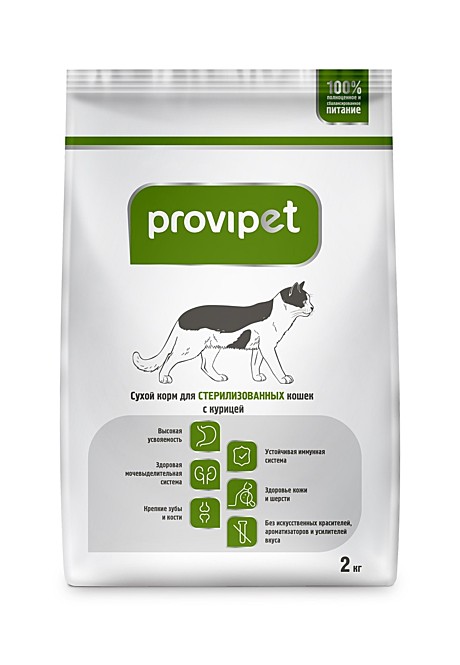 Сухой корм для кошек Provipet, для стерилизованных, с курицей 10кг