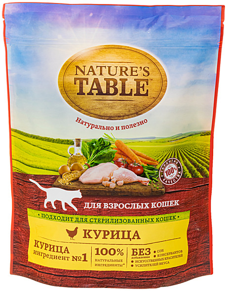 Корм сухой Nature's Table, для кошек, курица, 650 г