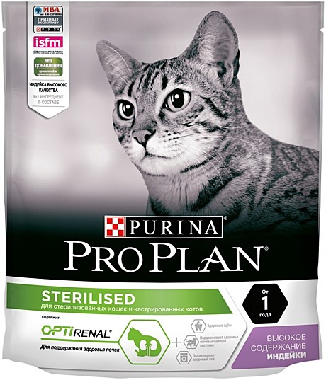 Сухой корм Pro Plan Sterilised OptiRenal для кастрированных и стерилизованных кошек 400гр