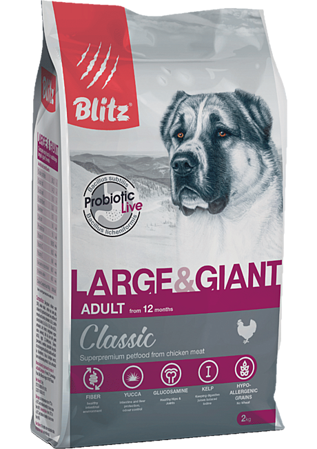 Blitz Classic сухой корм для взрослых собак крупных и гигантских пород 2кг