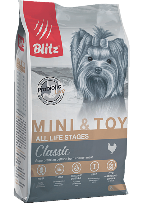 Blitz Classic сухой корм для собак мелких и миниатюрных пород всех возрастов 2кг