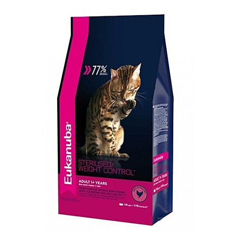 Сухой корм Eukanuba Adult Sterilised Weight Control с курицей для стерилизованных кошек 400гр