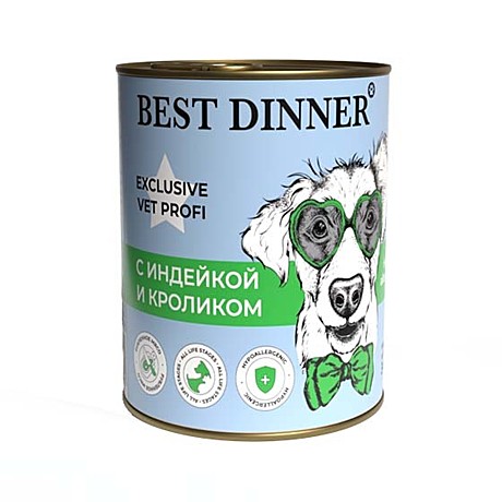 Best Dinner Exclusive Vet Profi Hypoallergenic С индейкой и кроликом 340гр