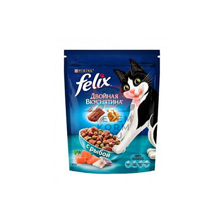 Felix Двойная Вкуснятина сухой корм для кошек всех возрастов с рыбой 300гр