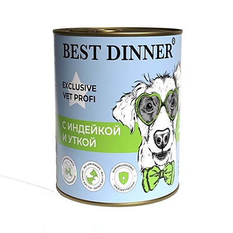 Best Dinner Exclusive Vet Profi Hypoallergenic С индейкой и уткой 340гр