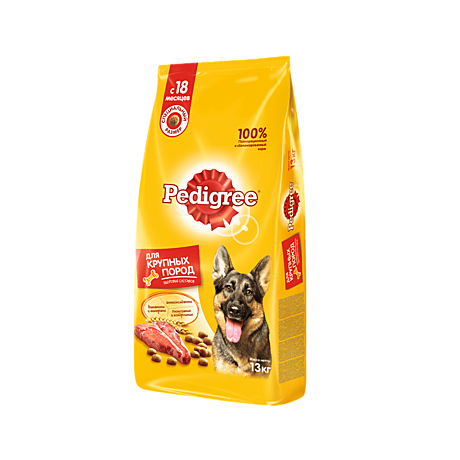 PEDIGREE® для взрослых собак крупных пород, полнорационный корм с говядиной 13кг