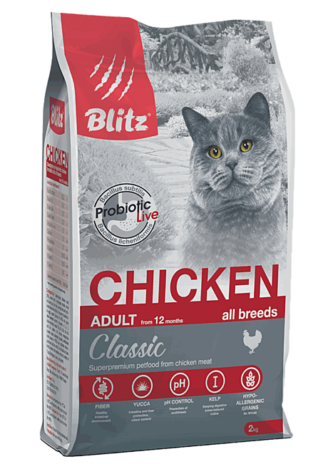 Blitz Classic «Курица» сухой корм для взрослых кошек 2кг